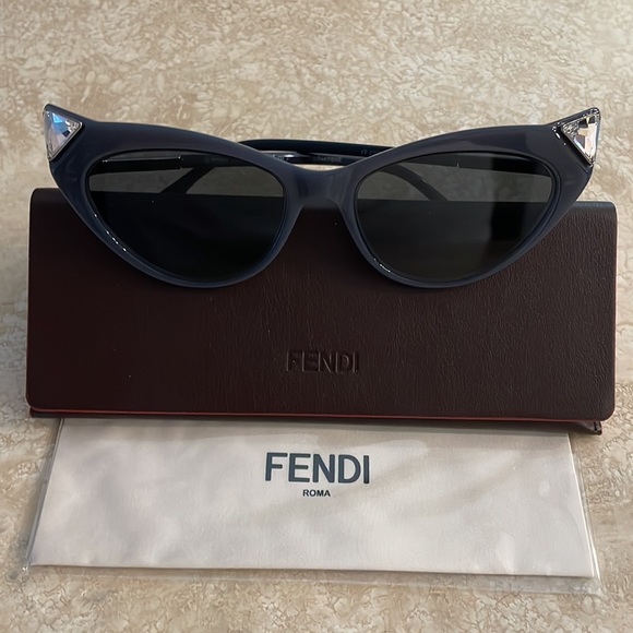 Fendi Blue Crystal Cat Eye Sunglasses
